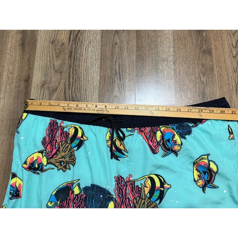 Neff Shorts Mens Size 3XL Aqua Blue Tropical Fish Board Shorts Swim Trunks